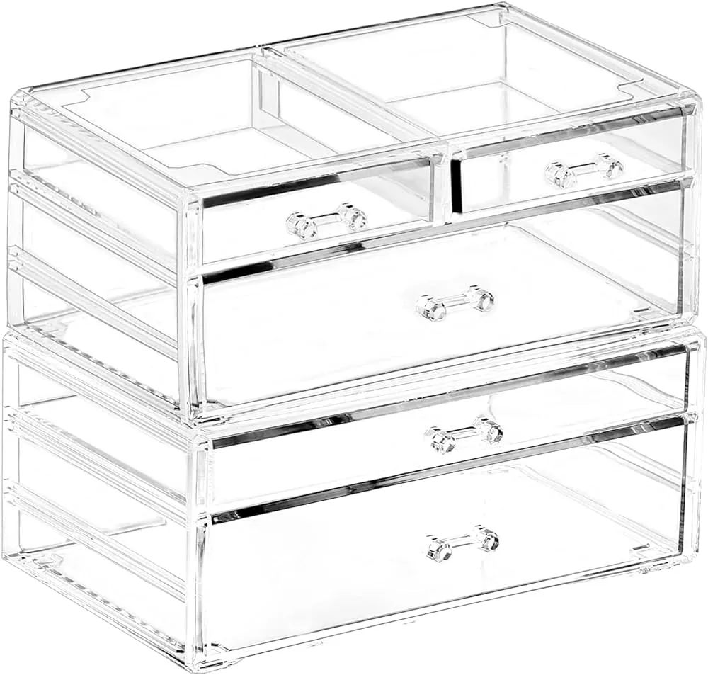 Clear Under Sink Organizers Stackable, Delamu 2-Tier Sliding