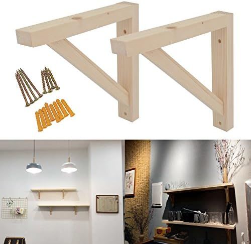 OVOV 2 Pack Wall Mount Wood Shelf Solid Bracket Shelf Supports Pendant Lamp Kit Includes Screws (... | Amazon (US)