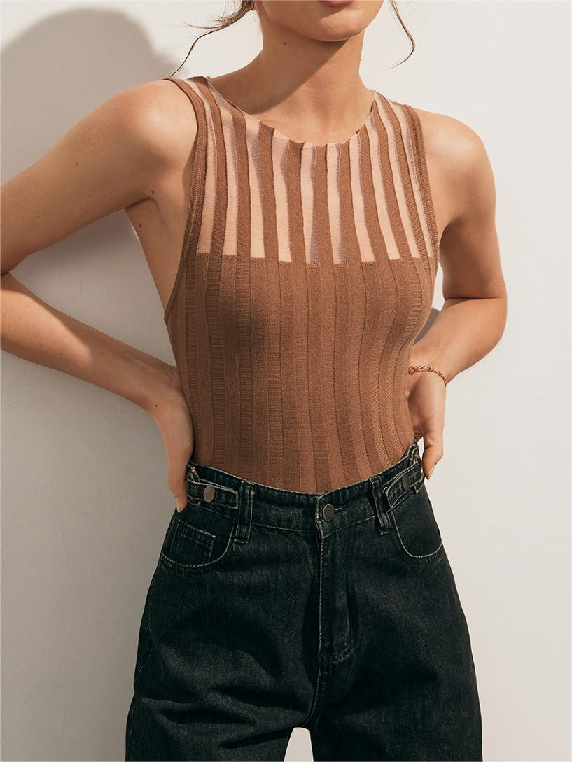 Sheer Ribbed Tank Top | Commense