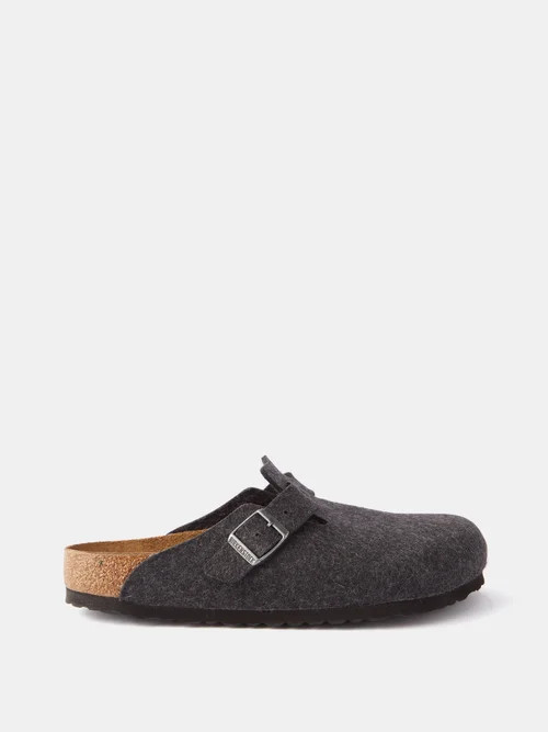 Birkenstock - Boston Buckled Wool-felt Clogs - Womens - Dark Grey | Matches (UK)