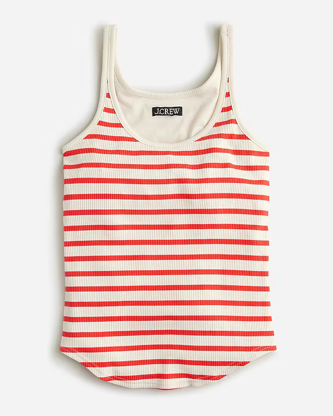 Vintage rib shelf-bra tank top in stripe | J. Crew US