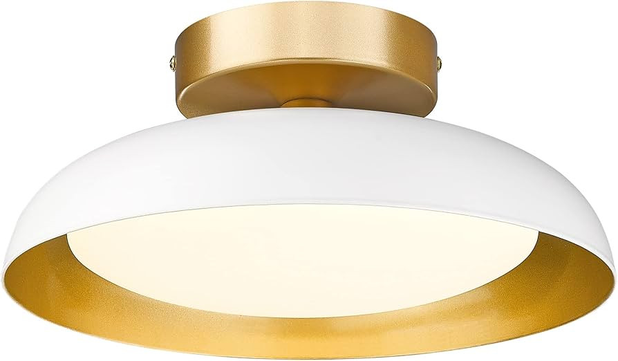 kudos Flush Mount Ceiling Light, 12-inch LED Ceiling Light Fixture, White and Gold Finish, 12W 12... | Amazon (US)