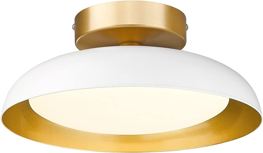 Flush Mount Ceiling Light, 12-inch LED Ceiling Light Fixture, White and Gold Finish, 12W 1200lm L... | Amazon (US)
