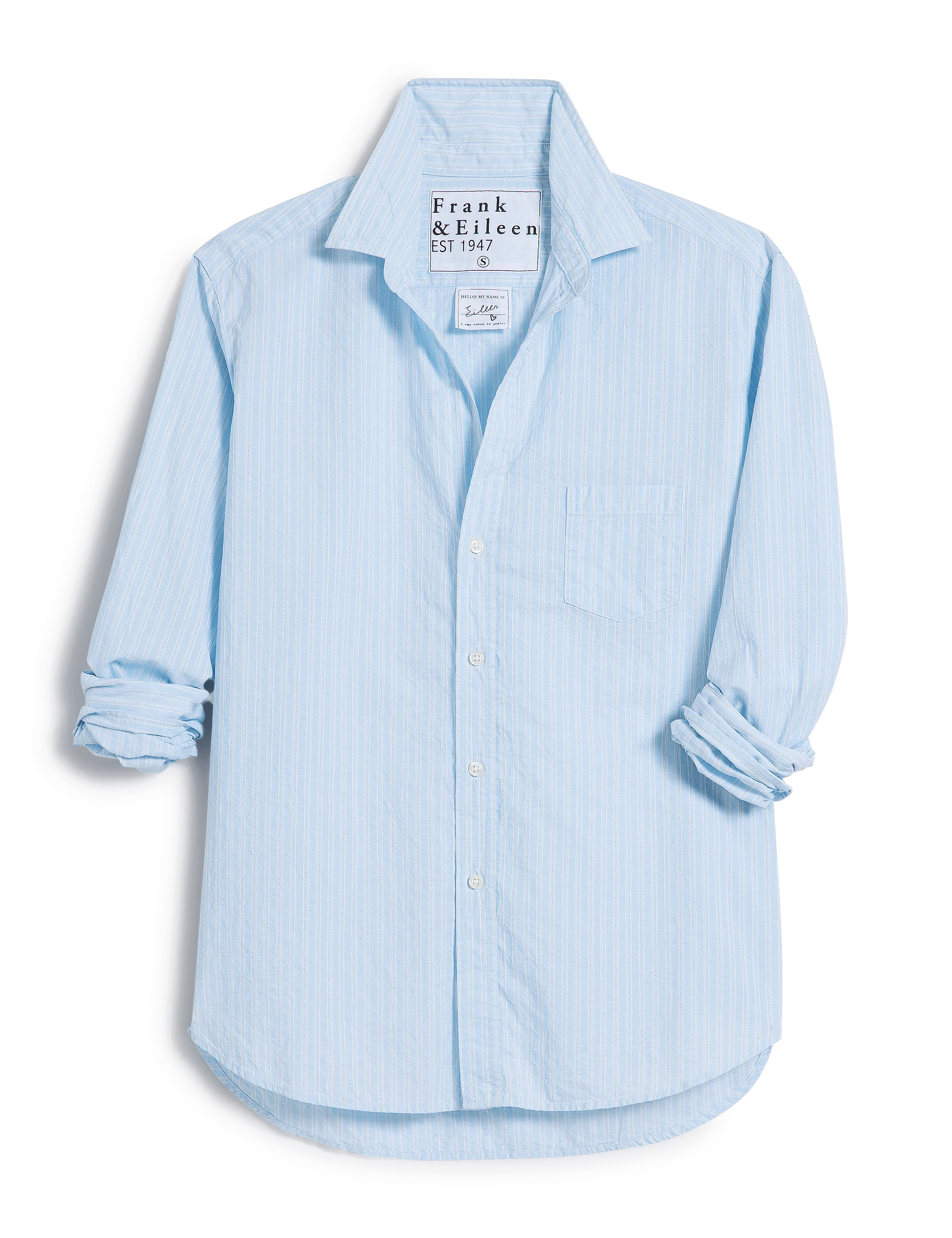 EILEEN Light Blue Stripe with Glitter, Italian Cotton | Frank & Eileen