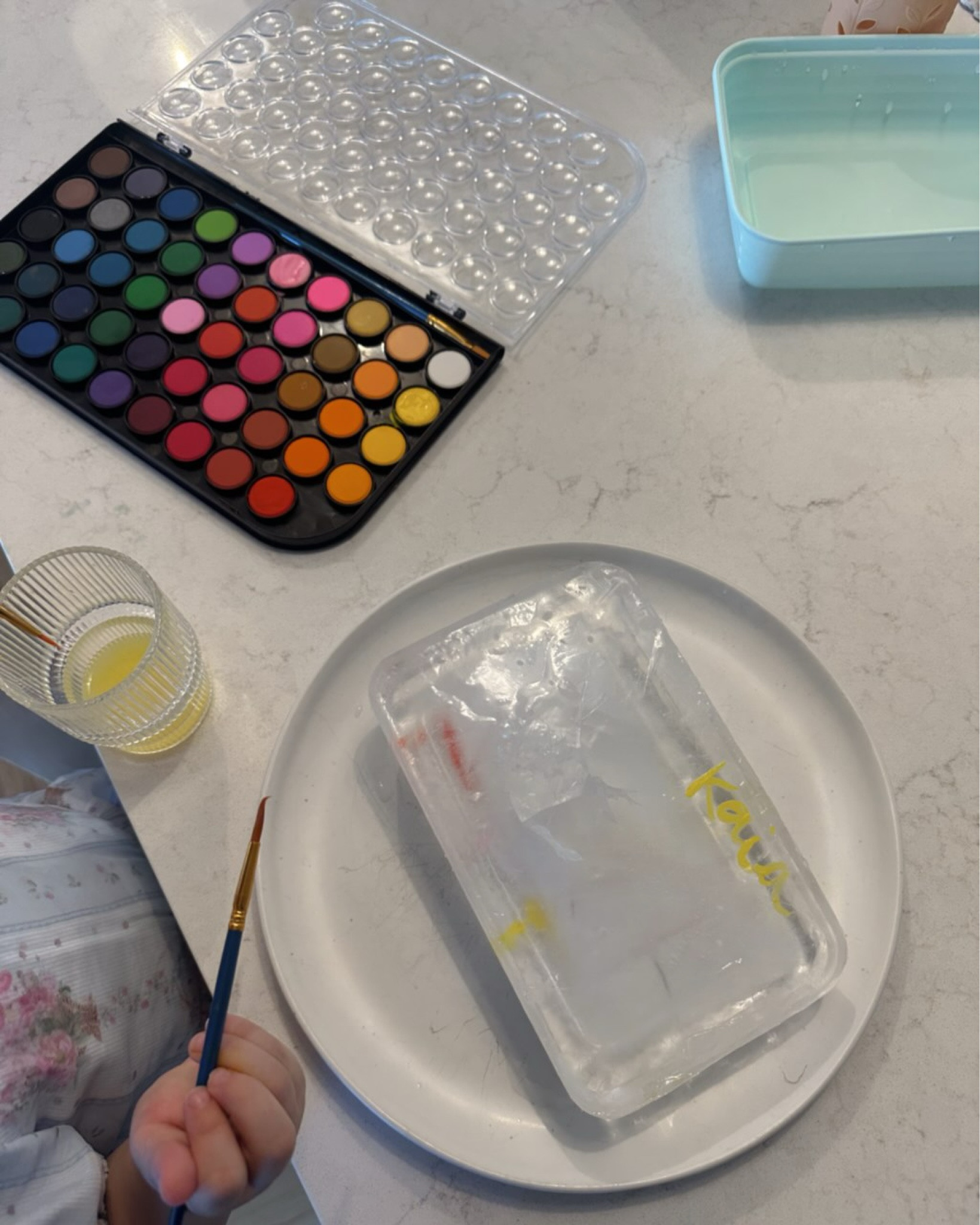 toddler activity today was watercolour on ice! turned out so cute! 🎨