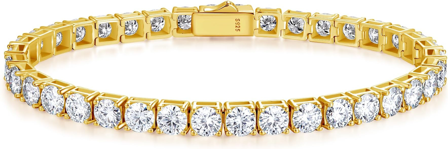 FANCIME Moissanite Tennis Bracelet 4.7-19 Carats 18K Gold Plated 925 Sterling Silver Tennis Brace... | Amazon (US)