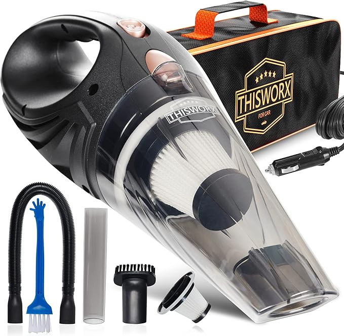 THISWORX Car Vacuum Cleaner - Portable, High Power, Handheld Vacuums w/ 3 Attachments, 16 Ft Cord... | Amazon (US)