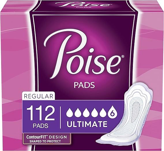 Poise Incontinence Pads for Women, Ultimate Absorbency, Regular Length, 112 Count (2 Packs of 56)... | Amazon (US)