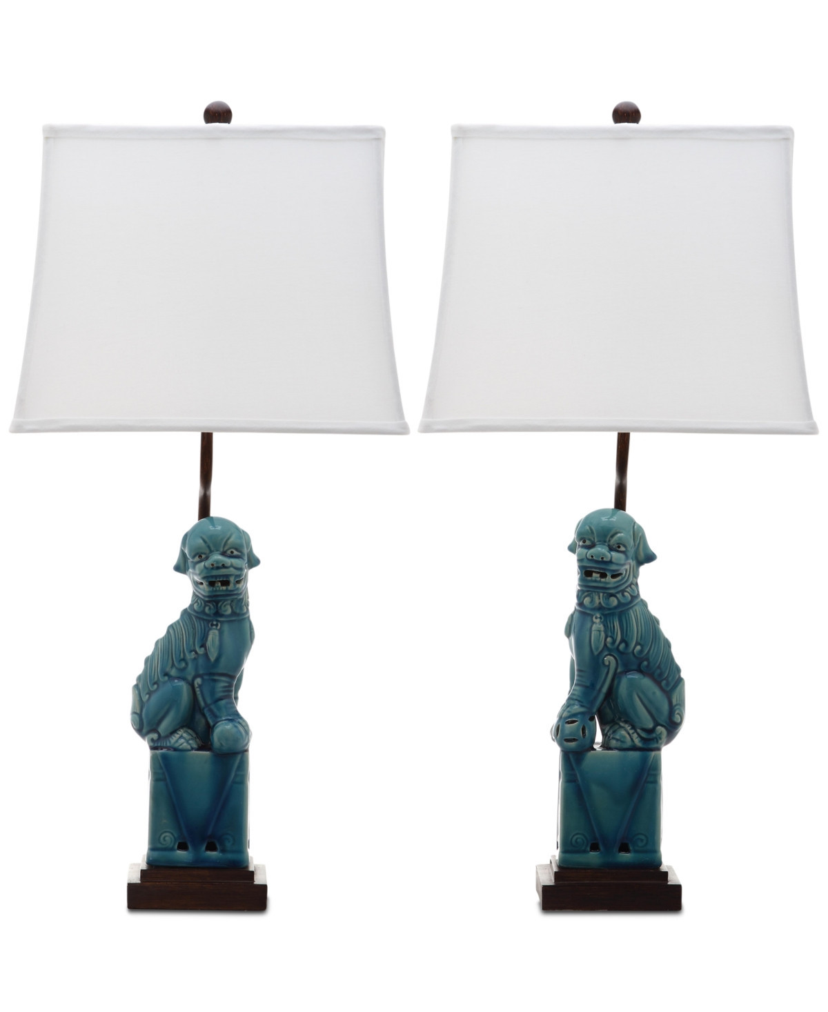 Safavieh Foo Dog Set of 2 Table Lamps - Blue | Macy's