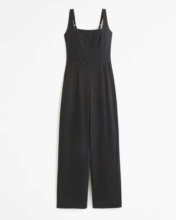 Squareneck Linen-Blend Jumpsuit | Abercrombie & Fitch (US)