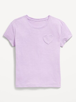 Softest Short-Sleeve Heart-Pocket T-Shirt for Girls | Old Navy (US)