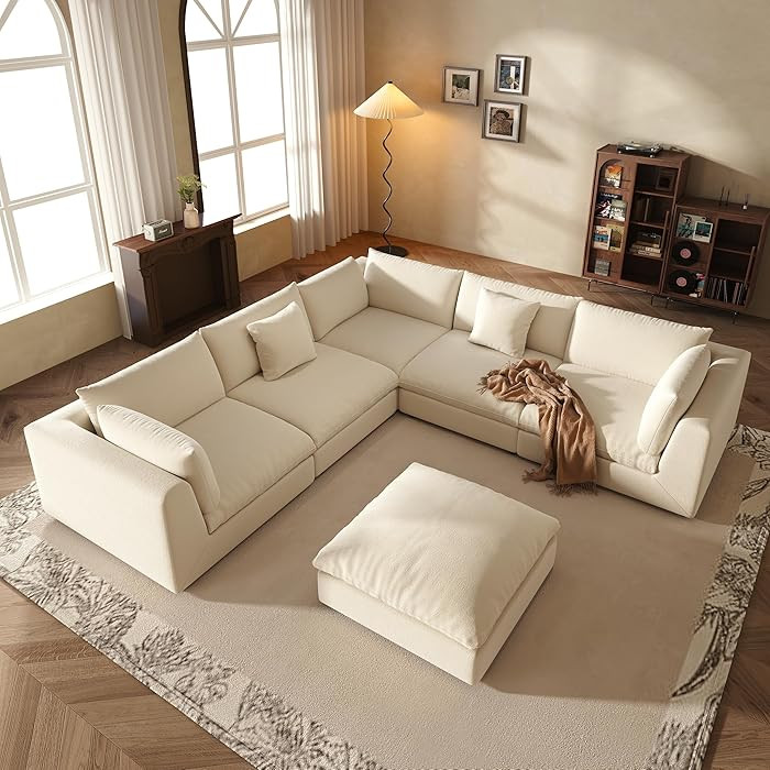 Fajiani Oversized Modular Sectional Sofa,Cloud Couch Deep Seat Sofa Cushion Covers Removable, Ove... | Amazon (US)