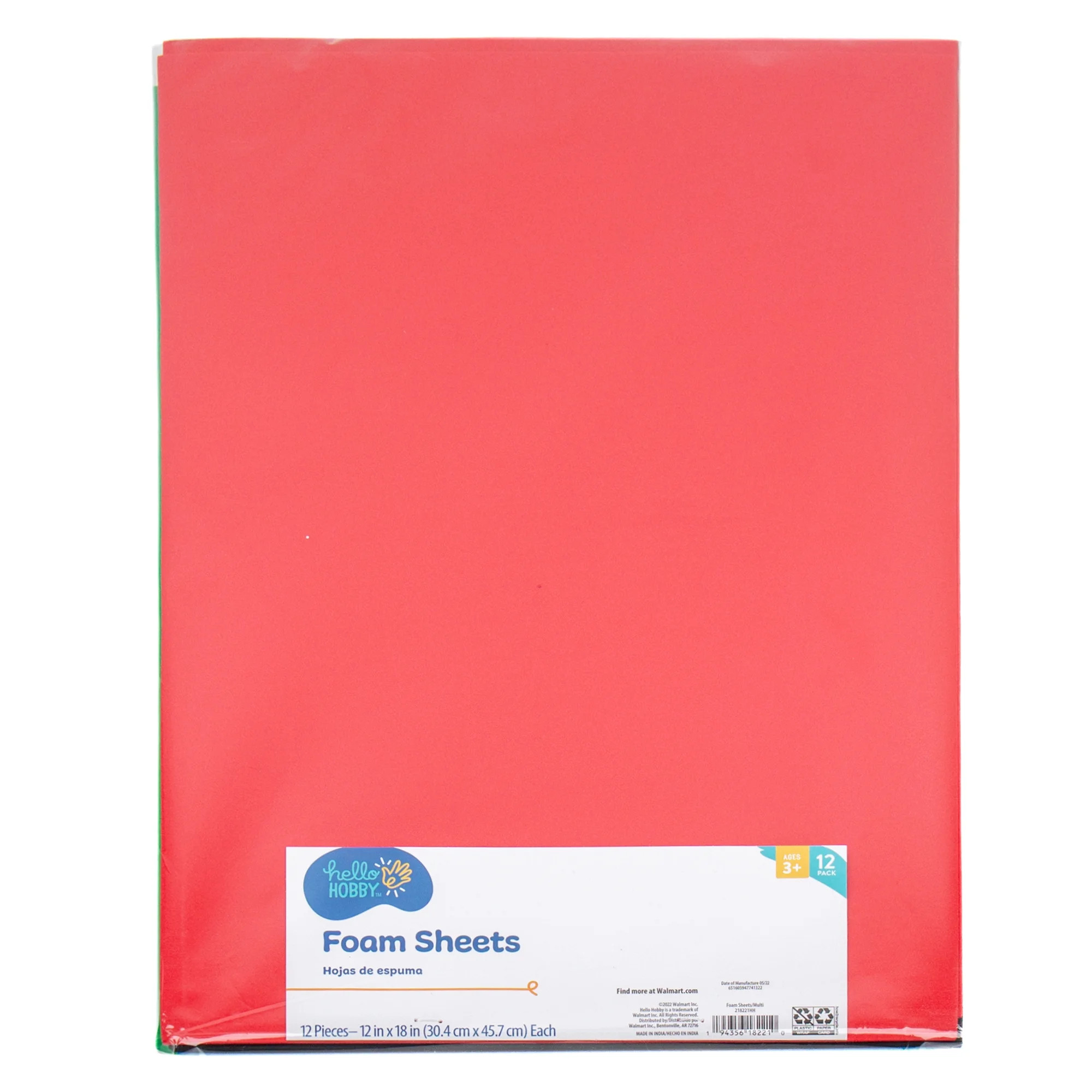 Hello Hobby Multicolor Foam Sheets, 12-Pack | Walmart (US)
