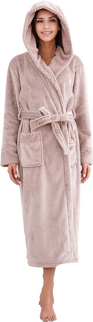 Richie House Women's Plush Soft Warm Fleece Bathrobe Robe RH1591 | Amazon (US)