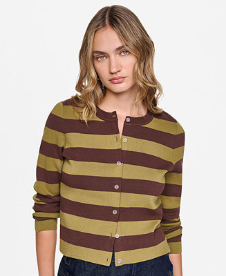 Petite Striped Cotton-Blend Cardigan | Macy's