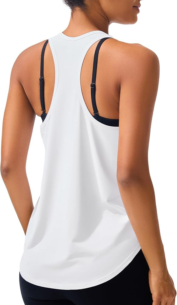 Amazon.com: JOYSPELS Workout Tank Tops for Women, Ice Silk Quick Dry Athletic Running Shirts, Loo... | Amazon (US)