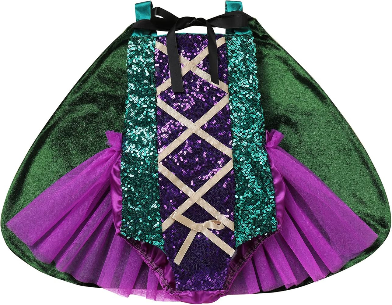 IBTOM CASTLE Baby Girls Sequin Backless Romper Tulle Dress with Cloak Witch Sister Costume Hallow... | Amazon (US)