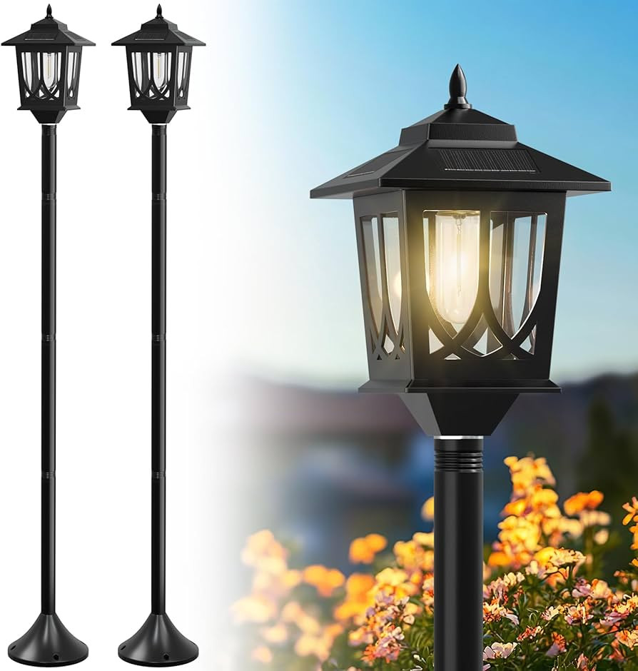 63" Solar Lamp Post Light 2 Pack, Solar Light Posts for Outside Waterproof, Outdoor Lamps for Pat... | Amazon (US)