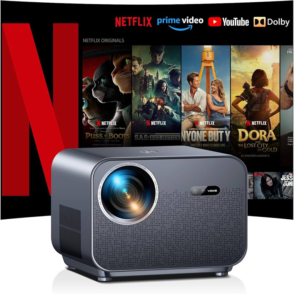 [Netflix Certified & Auto Focus] Smart 4K Projector, VGKE 900 ANSI Full HD 1080p WiFi 6 Bluetooth... | Amazon (UK)