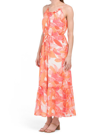 Floral Chiffon Maxi Tiered Dress | TJ Maxx