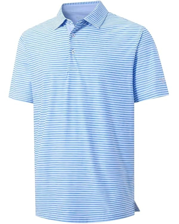 M MAELREG Golf Polo Shirts for Men Short Sleeve Dry Fit Striped Performance Moisture Wicking Coll... | Amazon (US)