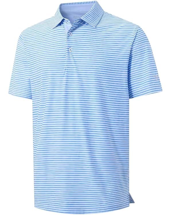 M MAELREG Golf Polo Shirts for Men Short Sleeve Dry Fit Striped Performance Moisture Wicking Coll... | Amazon (US)