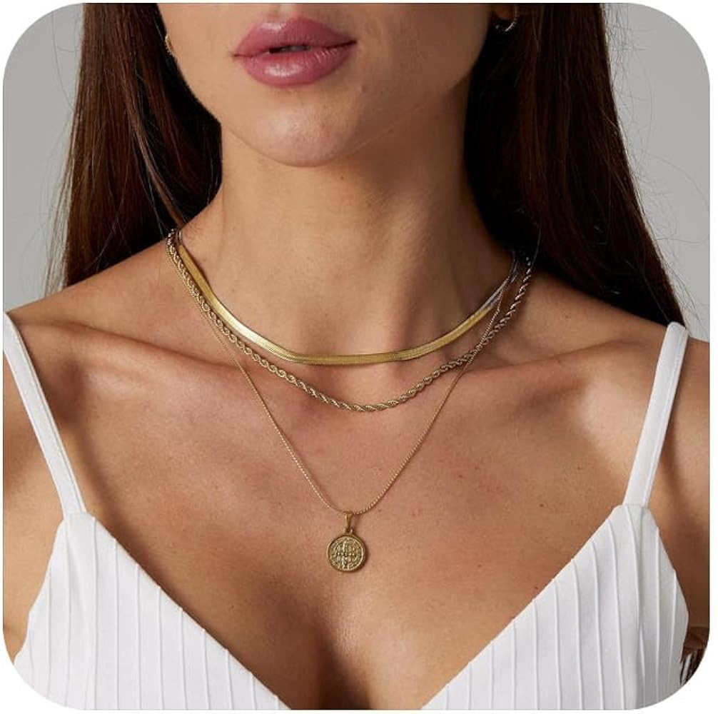 Layered Necklaces for Women Stack Dainty Cross Necklace Circle Paperclip Pearl Pendant Chain Neck... | Amazon (US)