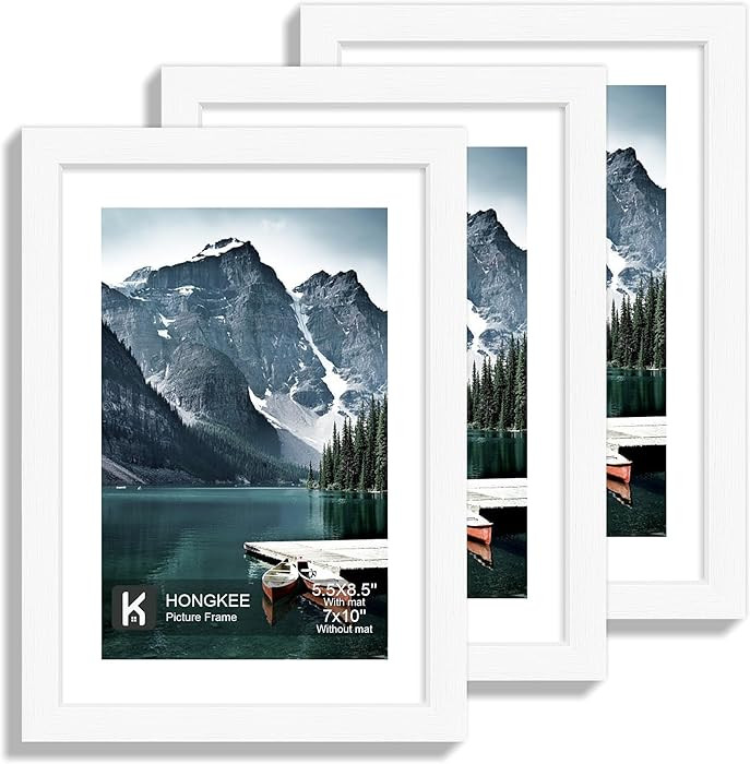 7x10 Frame with Real Glass - Display Pictures 5.5x8.5 with Mat or 7 x 10 without Mat, Photo Frame... | Amazon (US)