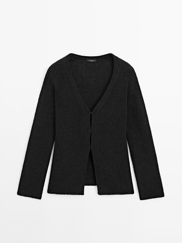 Knit cardigan with hook fastenings | Massimo Dutti US