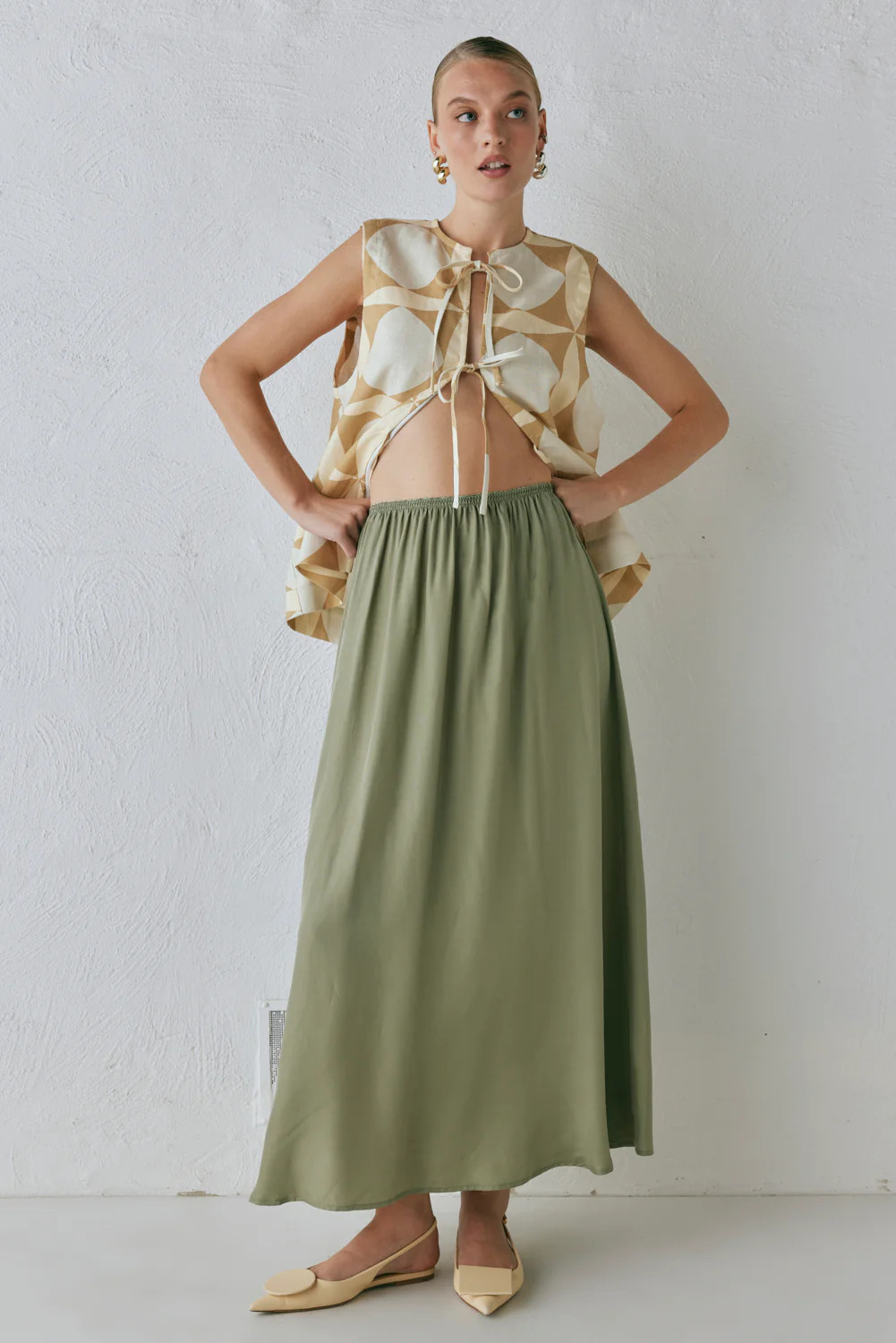 Solara Midi Skirt Sage | VRG Grl
