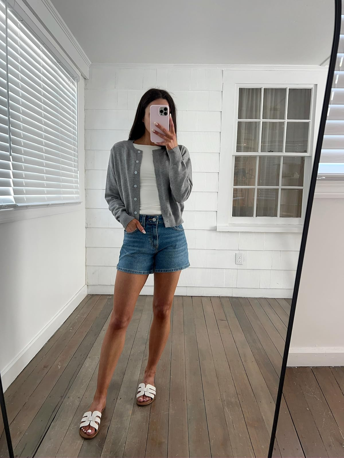 Summer outfit- shorts in 24, top in XS, cardigan in S! Going out top/denim shorts/gray cardigan/slide sandal/casual summer outfit
 

 

#LTKSeasonal #LTKPetite #LTKFindsUnder50