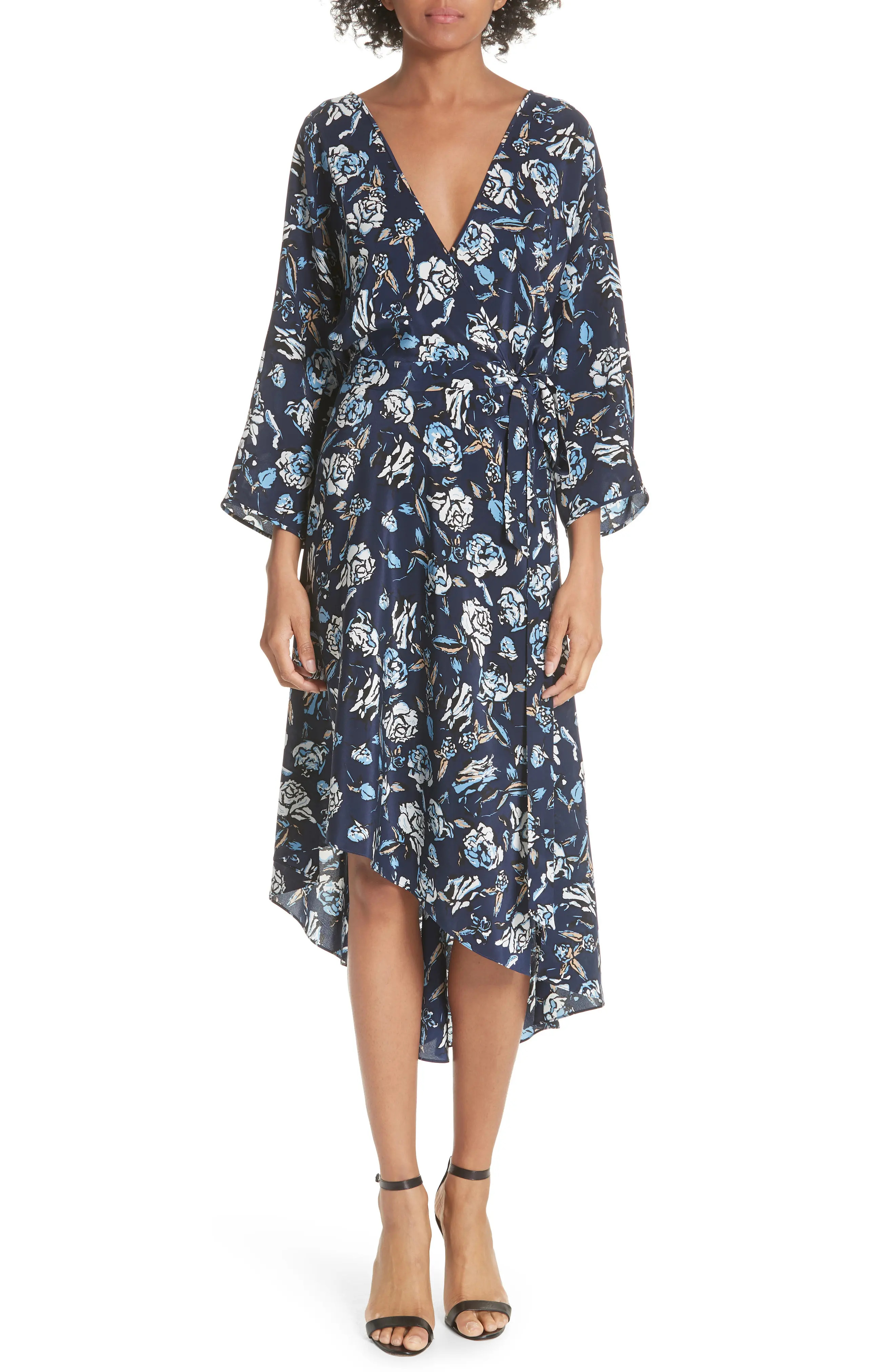 DVF Silk Asymmetrical Ruffle Hem Dress | Nordstrom