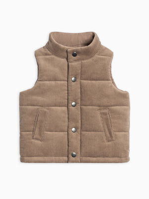 Idris Corduroy Snap Vest - Taupe | Colored Organics