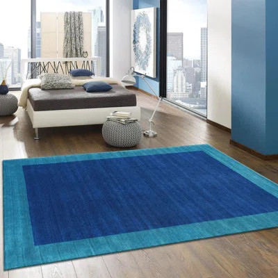 Gillian No Pattern and Not Solid Color Handmade Rectangle 8'9" x 11'9" Silk/Cotton/Wool Area Rug in Blue | Wayfair North America
