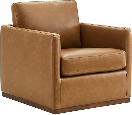 CHITA Swivel Accent Chair, Mid Century Modern Arm Chair for Living Room and Bedroom, Saddle Brown | Amazon (US)