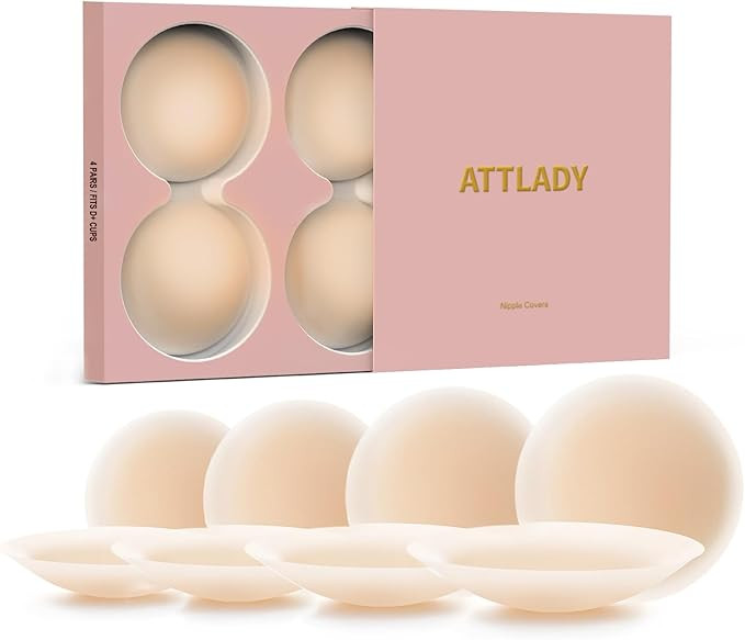 Nipple Covers No Show 4 Pairs- Reusable Seamless Pasty Sticky Adhesive Silicone Nipple Pasties fo... | Amazon (US)
