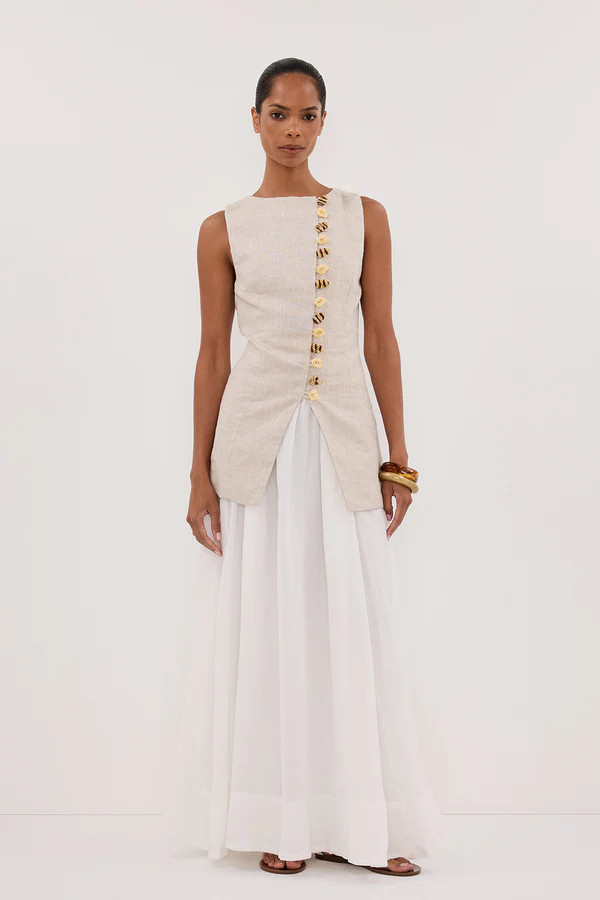 BAYLEE NATURAL LINEN VEST | DISSH