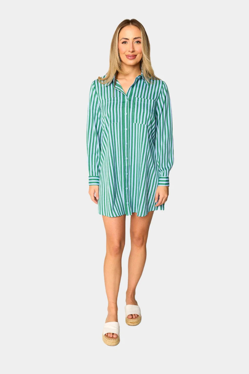 Beau Mini Shirt Dress - Cucumber Water | BuddyLove