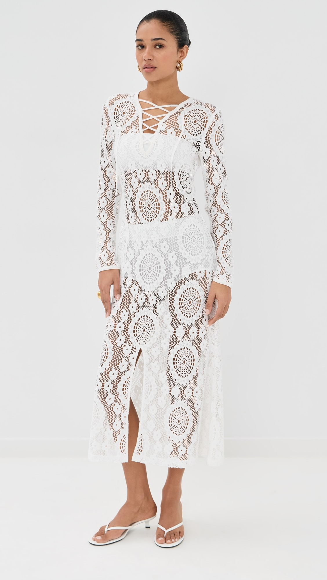 Hawthorne Long Sleeve Lace Up Midi Dress | Shopbop