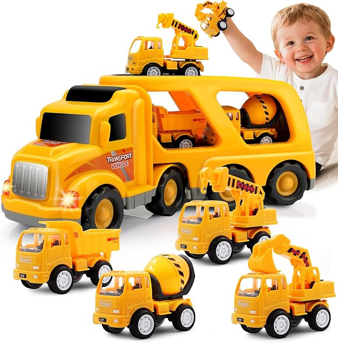Nicmore Construction Truck Toddler Toys Car: Toys for 1 2 3 4 Year Old Boy 5 in 1 Carrier Toys fo... | Amazon (US)