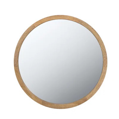 20" x 20" Circle Wall Mirror with Wooden Frame, Wall Mirror for Living Room | Wayfair North America
