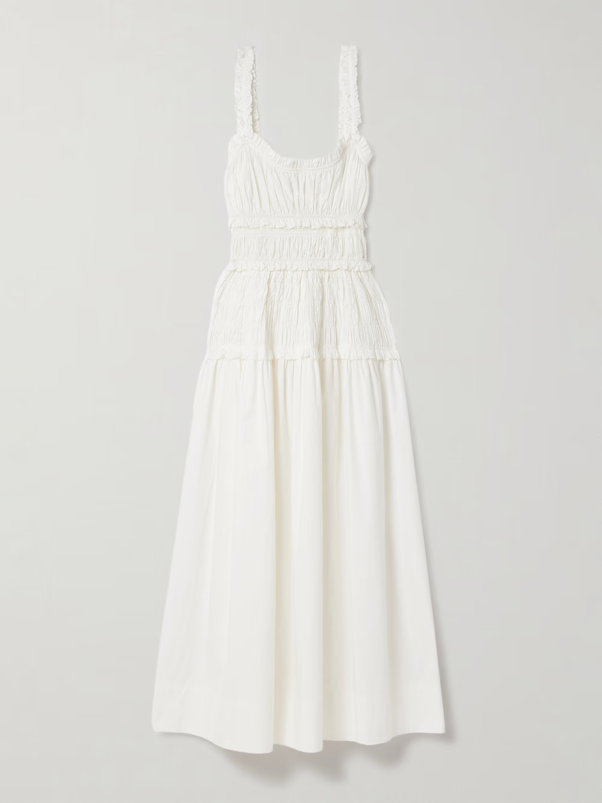 Marianne shirred organic cotton-poplin midi dress | NET-A-PORTER (UK & EU)