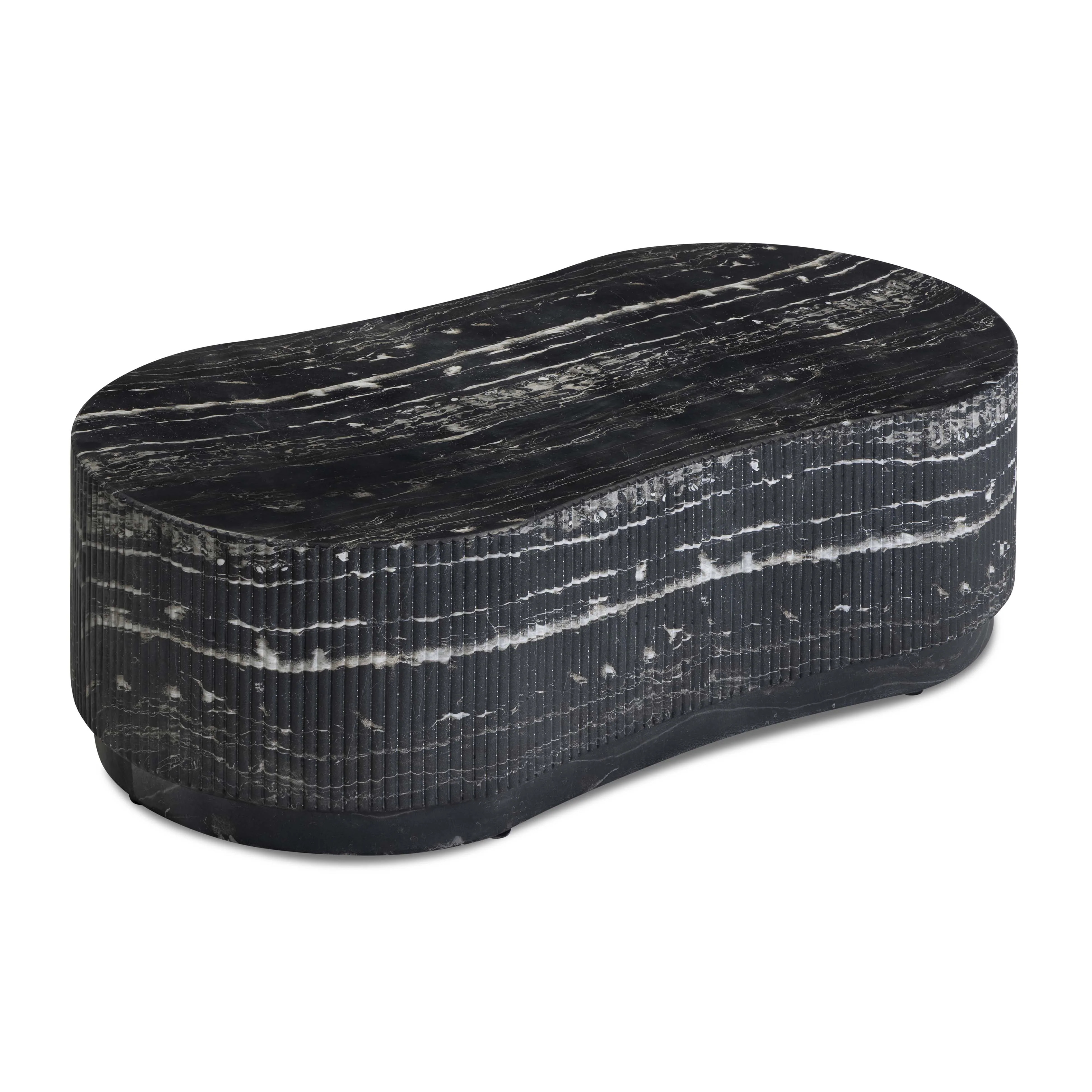 Hades 47" Black Faux Marble Indoor/Outdoor Concrete Coffee Table | TOV Furniture