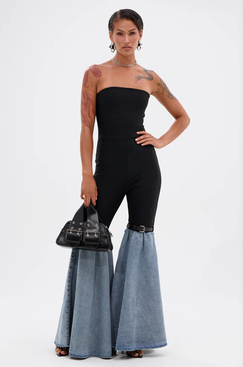 COOL GIRL DENIM BANDAGE JUMPSUIT | AKIRA