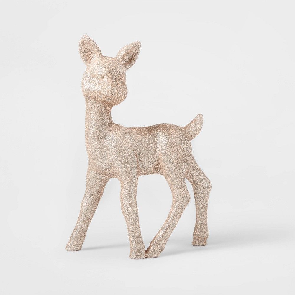 Retro Glitter Deer Decorative Figurine Blush - Wondershop | Target