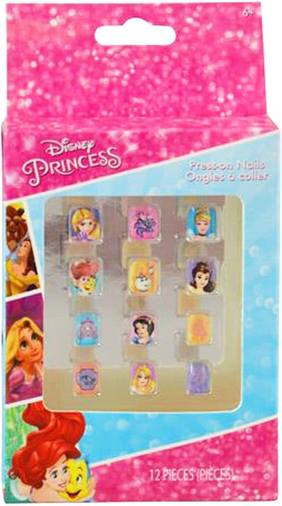 Disney Princess Girls Press On Nails Kids Nail Art Cosmetics Stocking Stuffer 12 Piece | Amazon (US)
