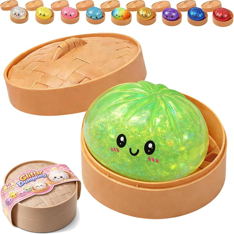 Glitter Dumpling Squishy, 2026 New Colorful Dumplings Squishies with Box, Soft Sensory Squeeze To... | Amazon (US)