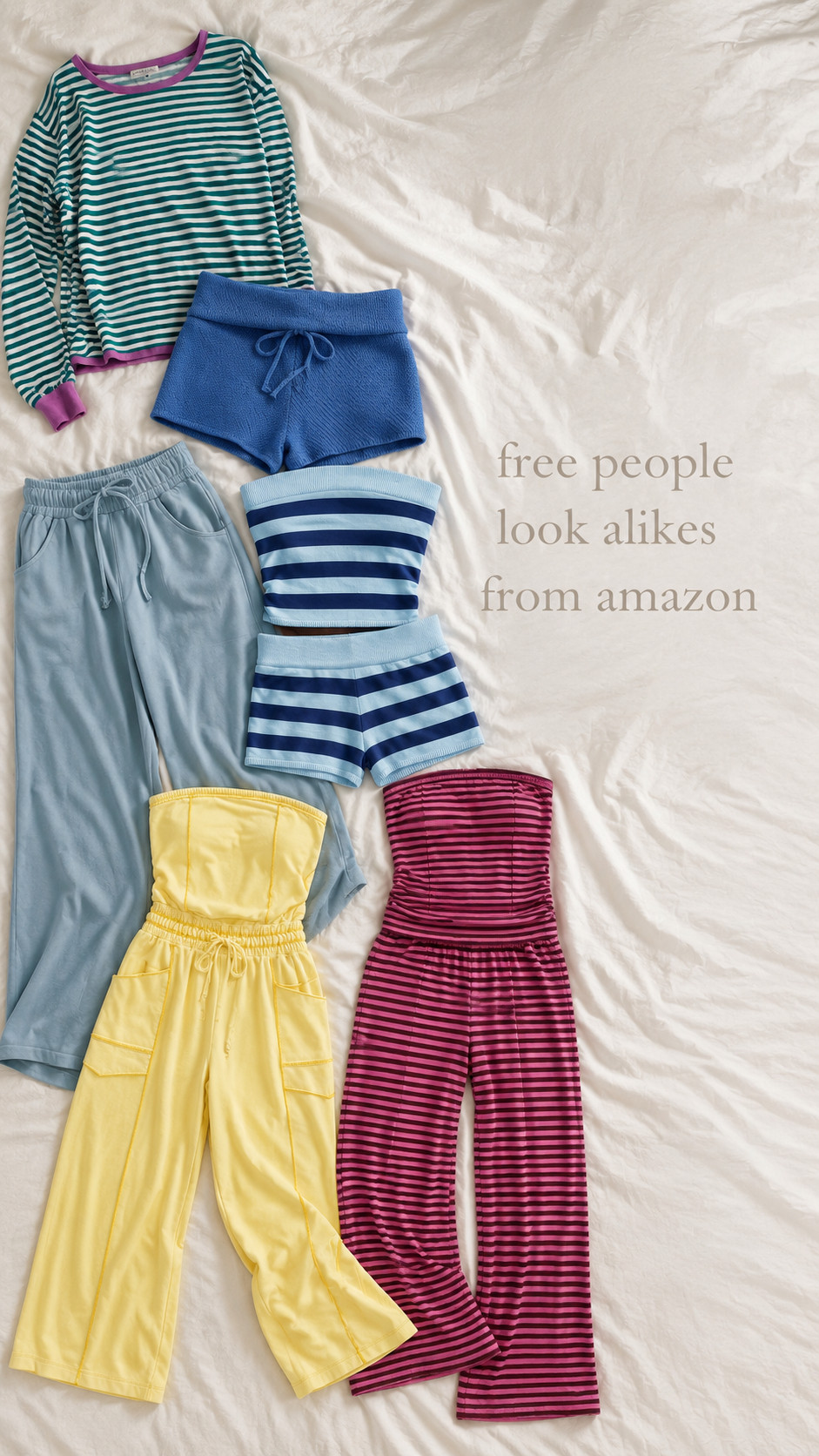 free people look alikes from amazon 🤍✨ found the cutest fp-inspired pieces for less — striped sets, comfy lounge pants, bright matching sets, and easy cool girl basics that look so boutique. perfect for coffee runs, travel days, errands, vacation, or just putting together that effortless off-duty outfit. comment “fp” and i’ll send the links 🫶

#amazonfinds #amazonfashion #freepeopleinspired #freepeopledupes #fplookalikes #fpvibes #amazondupes #matchingsets #comfyoutfits #coolgirlaesthetic #coffeerunoutfit #collegegirlstyle #ltkfinds #affordablefashion #boutiquefinds
 

 #LTKgrwm #LTKootd #LTKSaleAlert