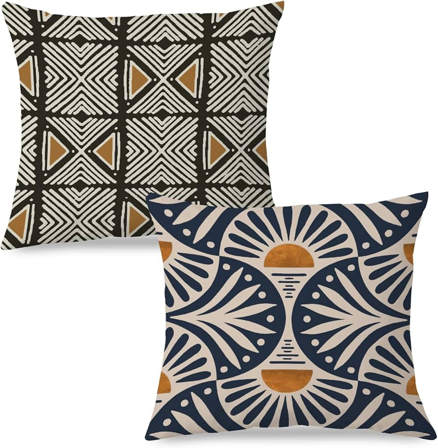 Boho Tribal Sunburst Pillow Covers 18x18, Bohemian Throw Pillow Cases, Bohemian Home Decor, Mid C... | Amazon (US)
