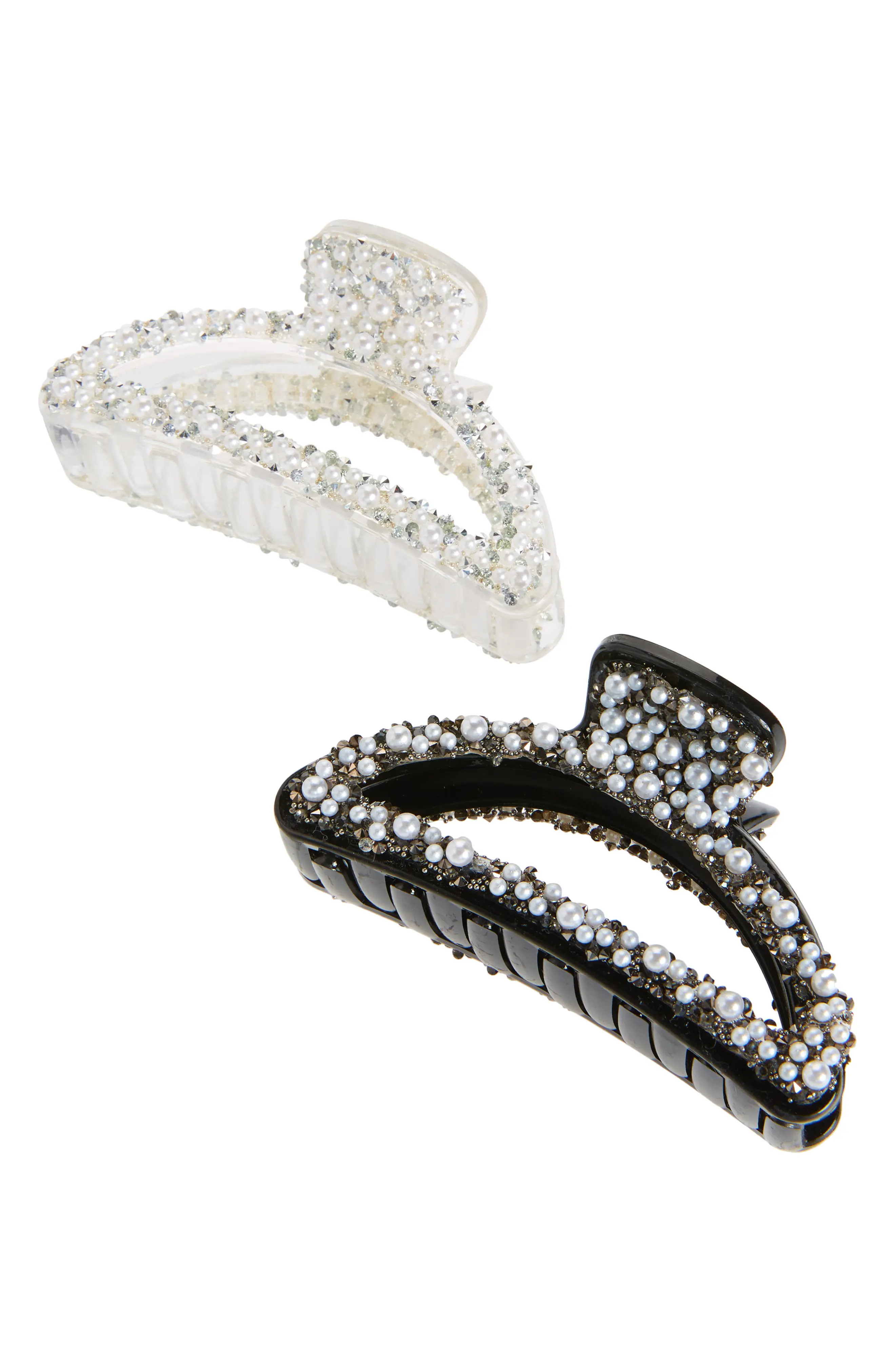 Tasha Assorted 2-Pack Pearl Hair Clips in Black/Clear at Nordstrom | Nordstrom
